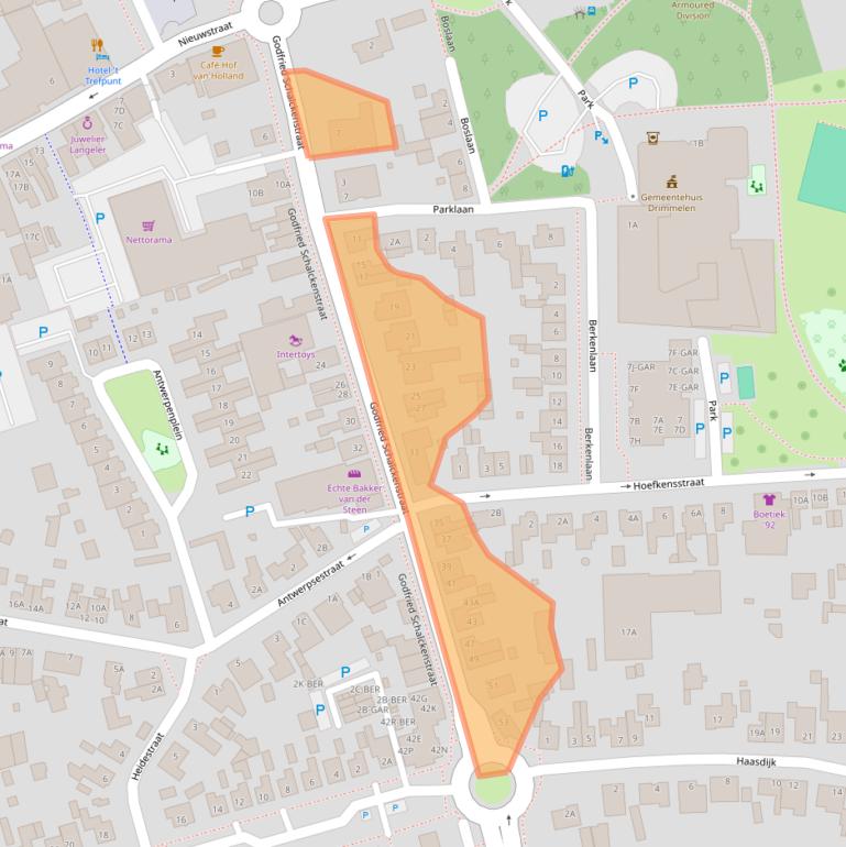 Kaart van postcodegebied 4921CP.