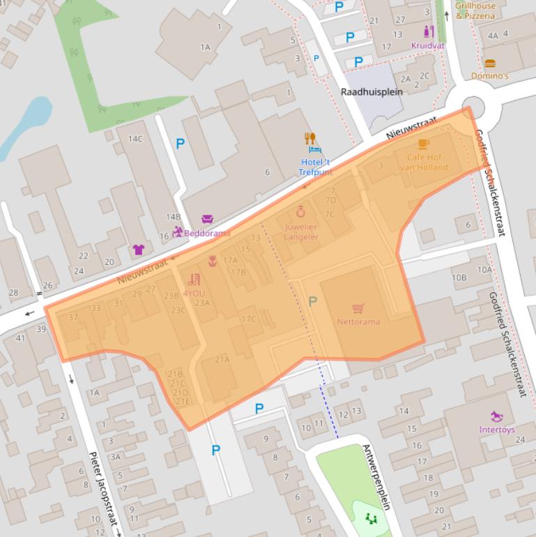 Kaart van postcodegebied 4921CT.