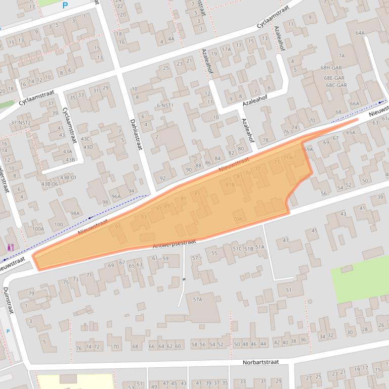 Kaart van postcodegebied 4921CW.