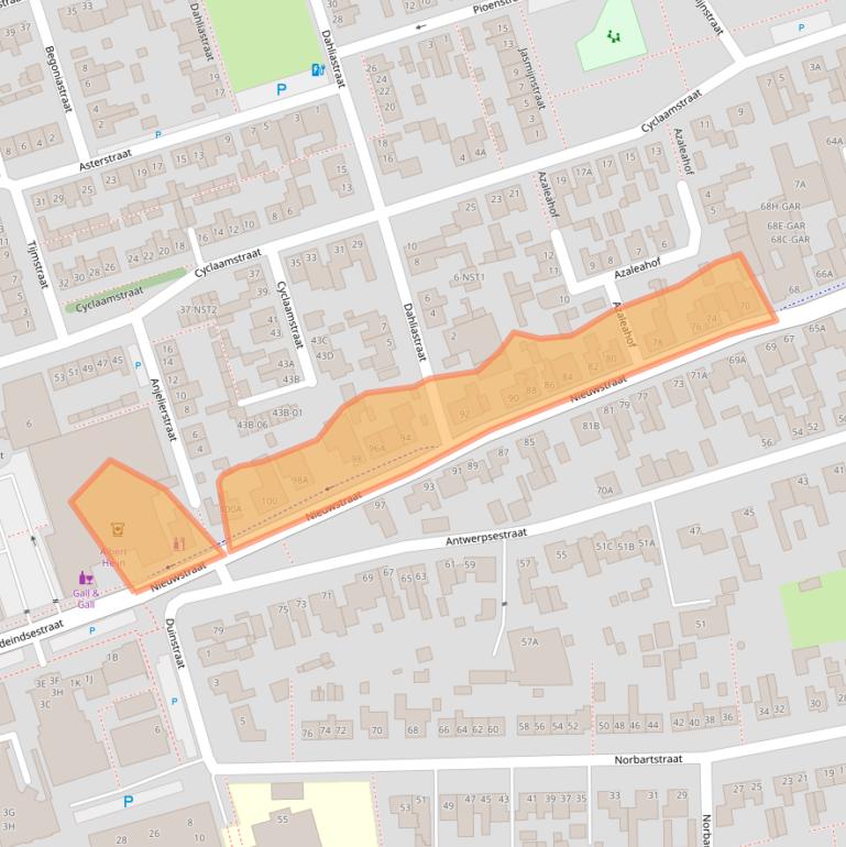 Kaart van postcodegebied 4921CZ.