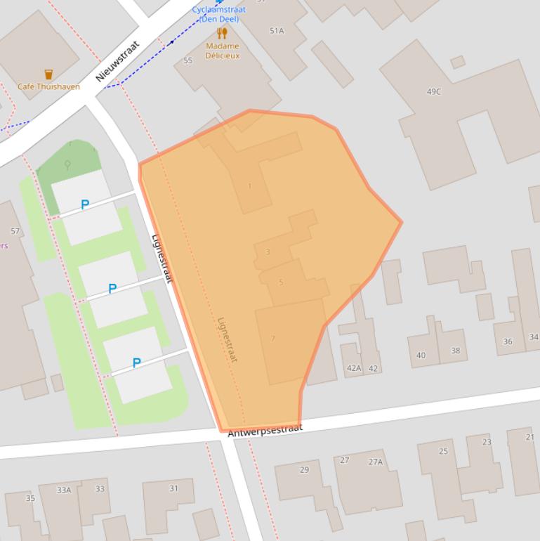 Kaart van postcodegebied 4921DA.