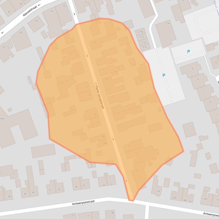 Kaart van postcodegebied 4921DB.