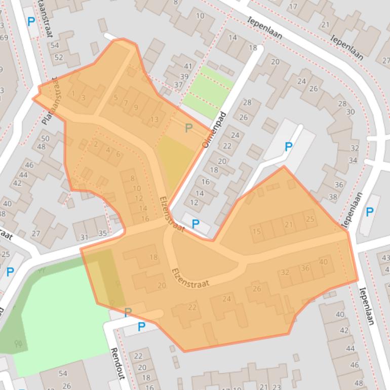 Kaart van postcodegebied 4921DZ.