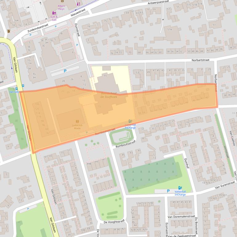 Kaart van postcodegebied 4921EJ.
