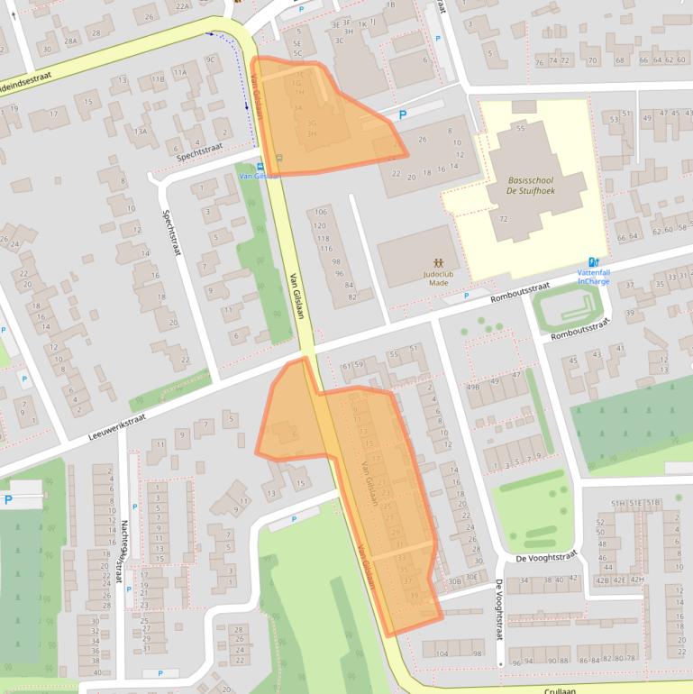 Kaart van postcodegebied 4921EM.