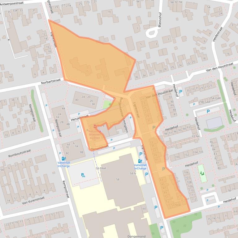 Kaart van postcodegebied 4921ET.