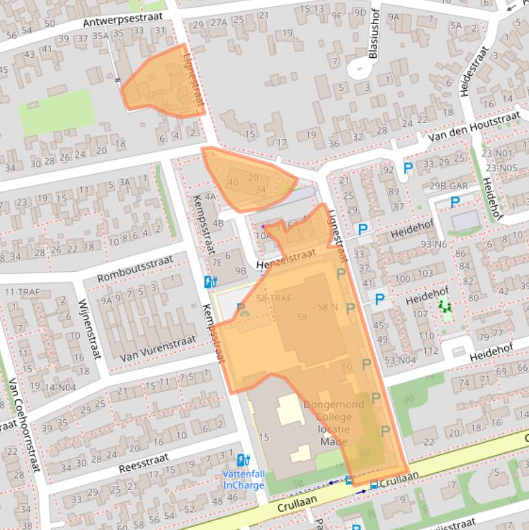 Kaart van postcodegebied 4921EV.