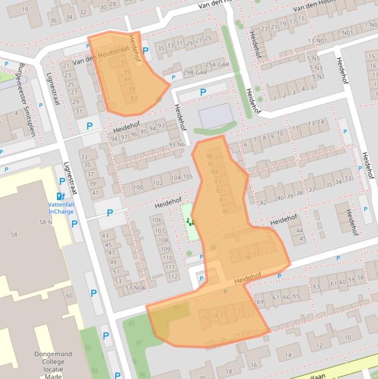 Kaart van postcodegebied 4921GD.