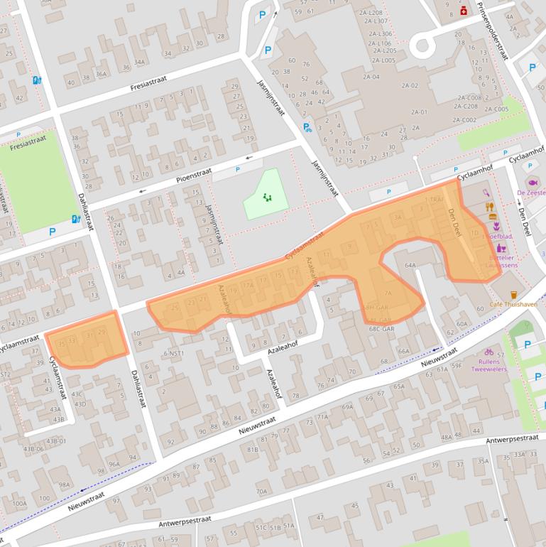 Kaart van postcodegebied 4921JA.