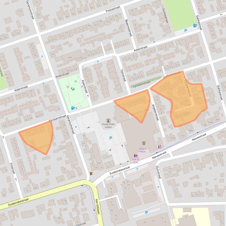 Kaart van postcodegebied 4921JB.