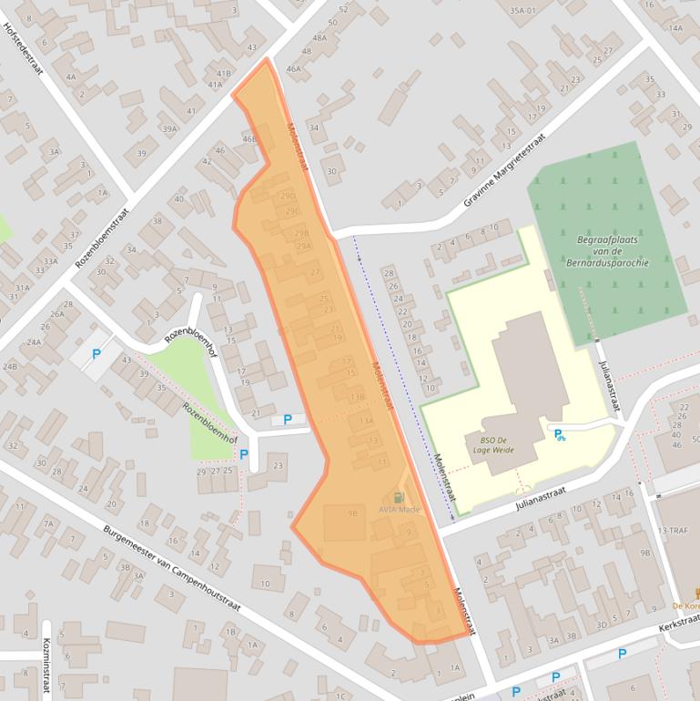 Kaart van postcodegebied 4921KJ.