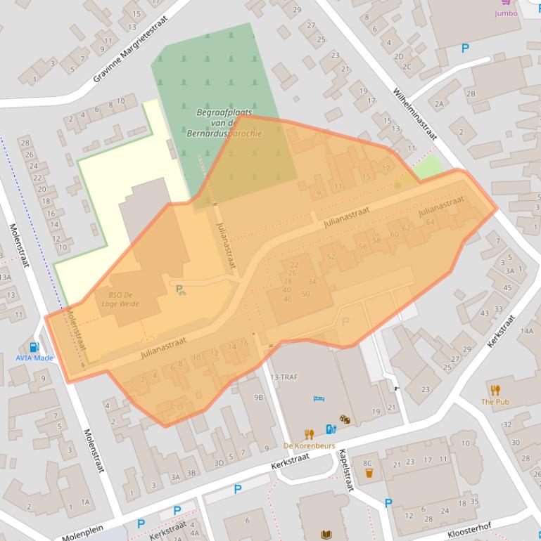 Kaart van postcodegebied 4921KM.