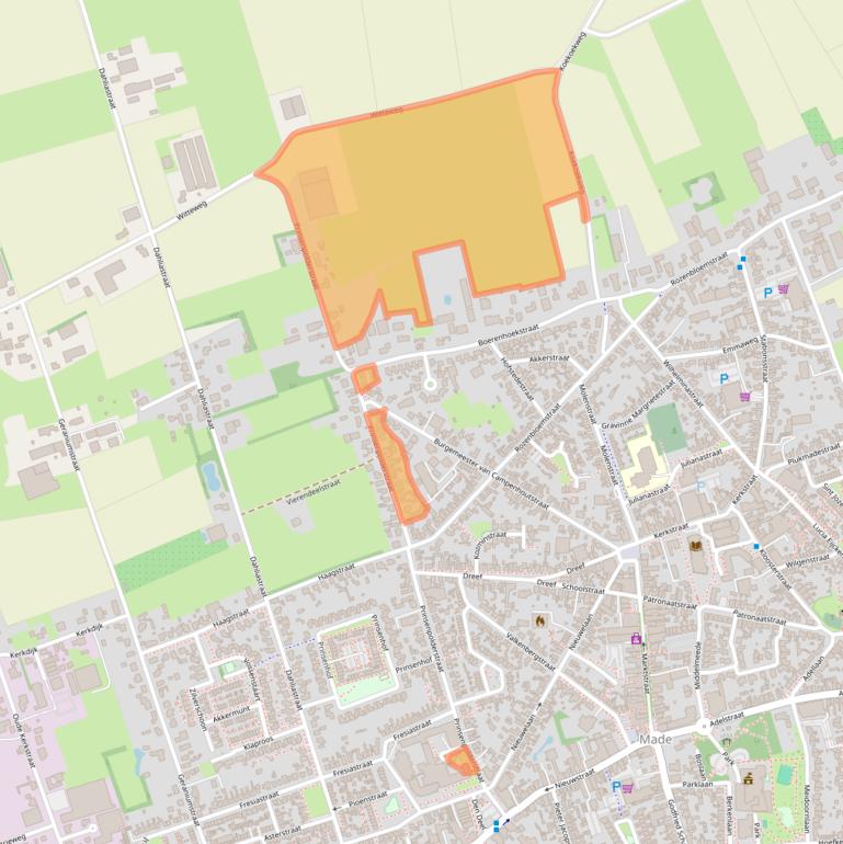 Kaart van postcodegebied 4921KZ.