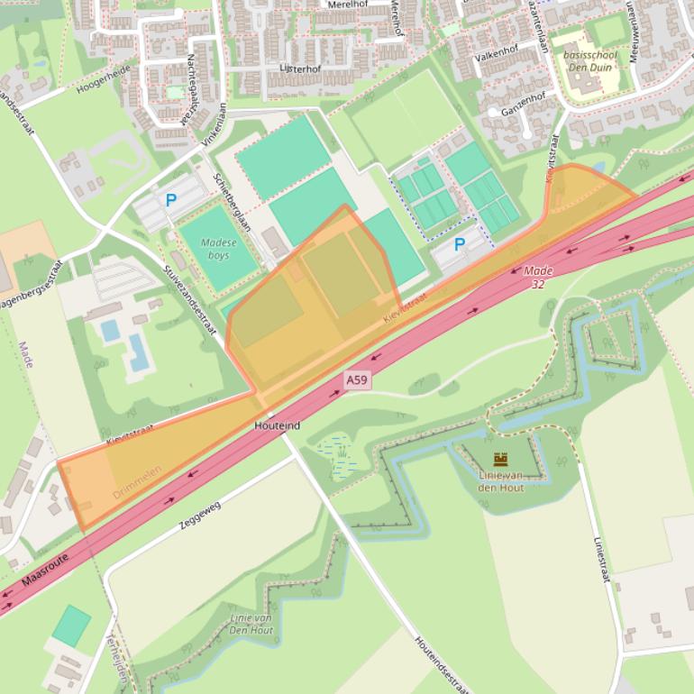 Kaart van postcodegebied 4921VV.