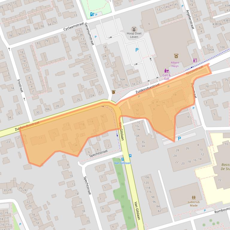Kaart van postcodegebied 4921XK.