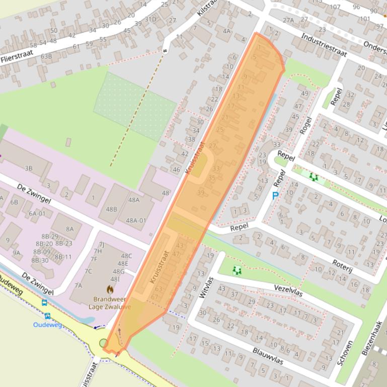 Kaart van postcodegebied 4926AG.