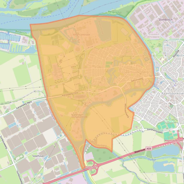 Kaart van postcodegebied 4931.