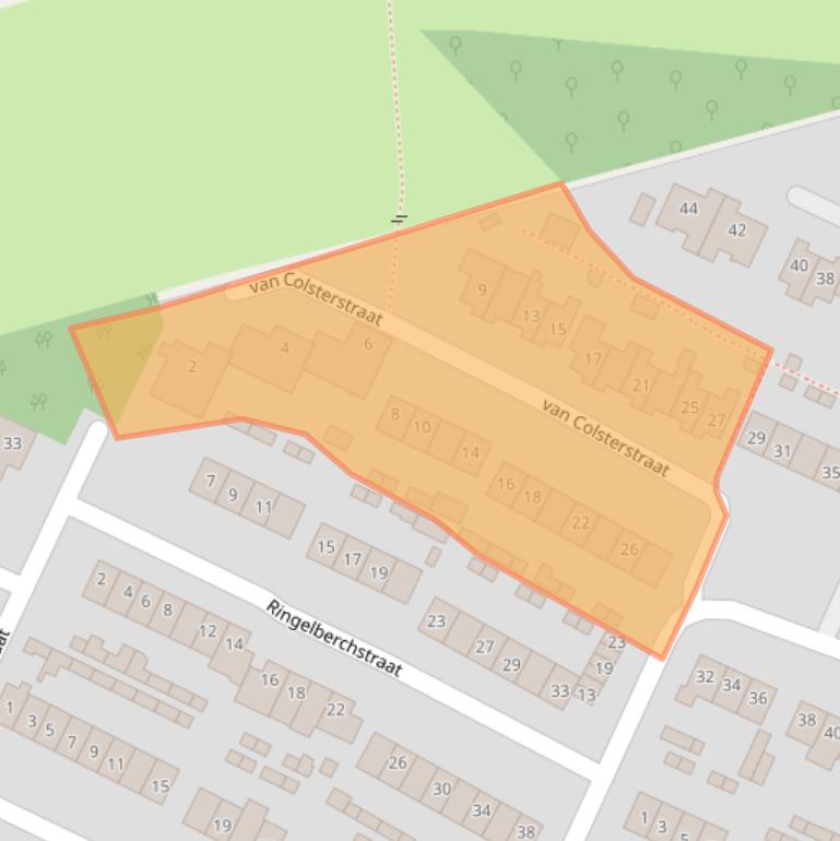 Kaart van postcodegebied 4931XJ.