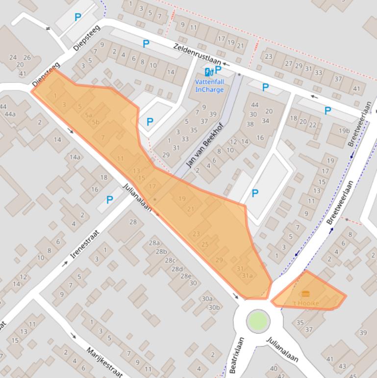 Kaart van postcodegebied 4941JA.