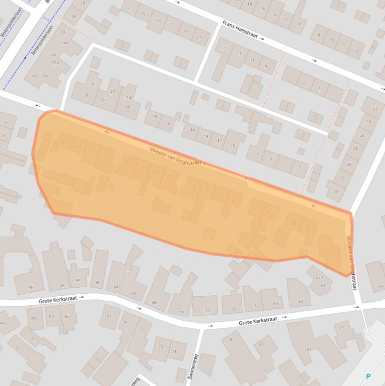 Kaart van postcodegebied 4941ZJ.