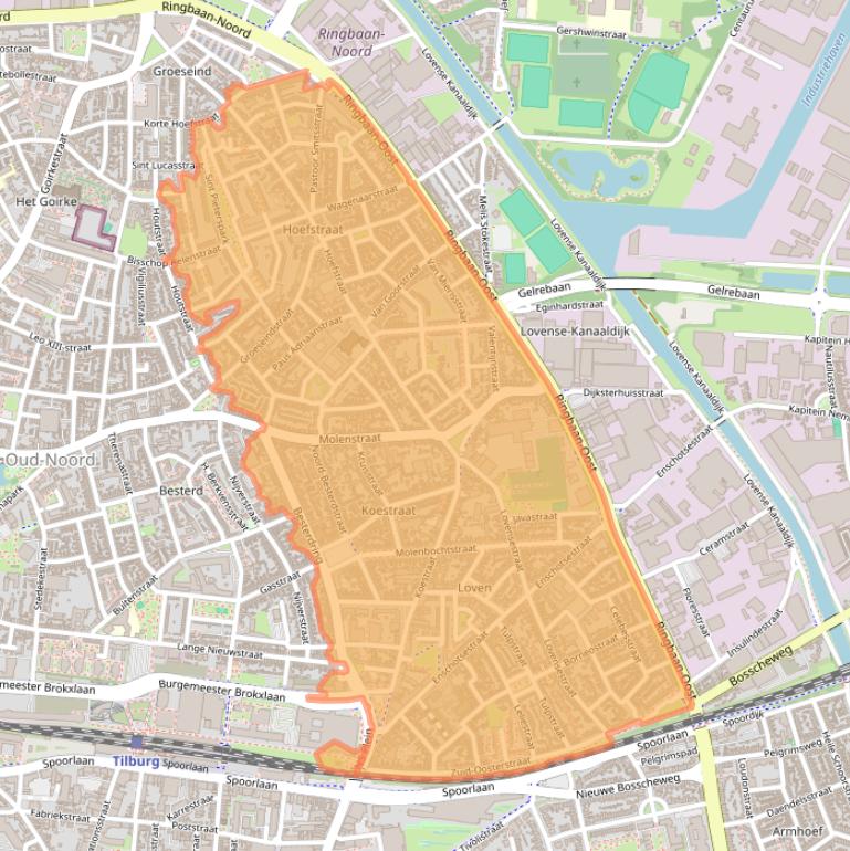 Kaart van postcodegebied 5014.