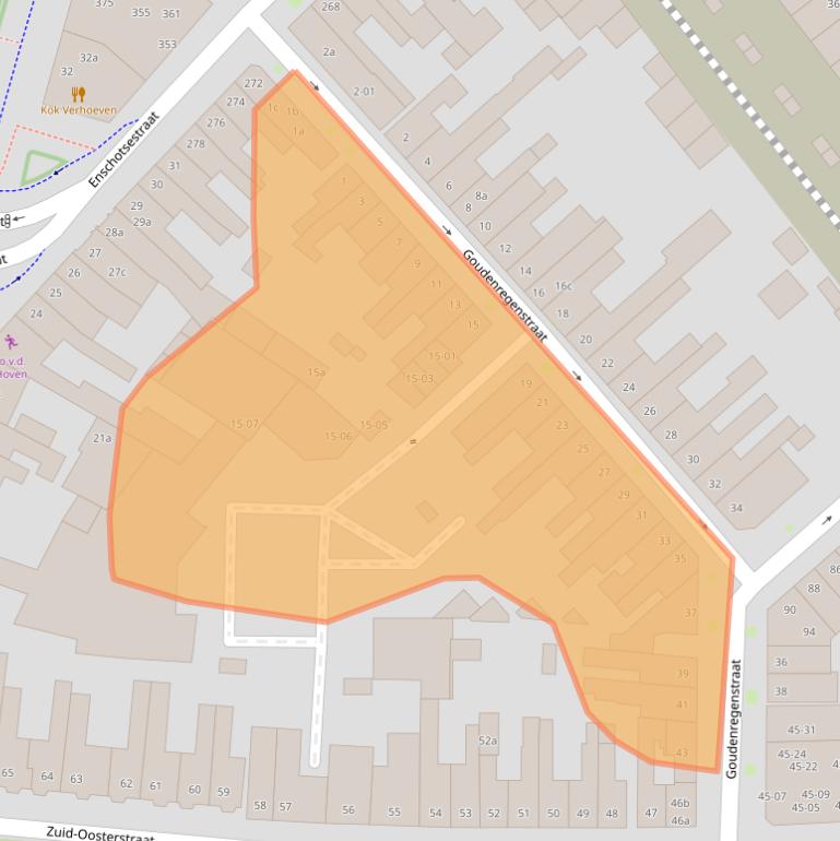 Kaart van postcodegebied 5014AS.
