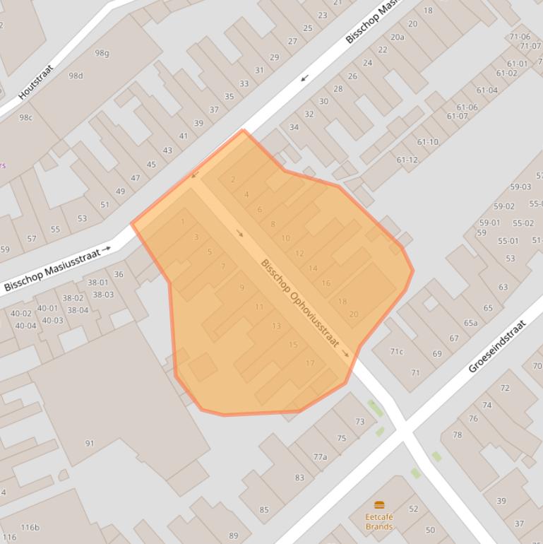 Kaart van postcodegebied 5014LZ.