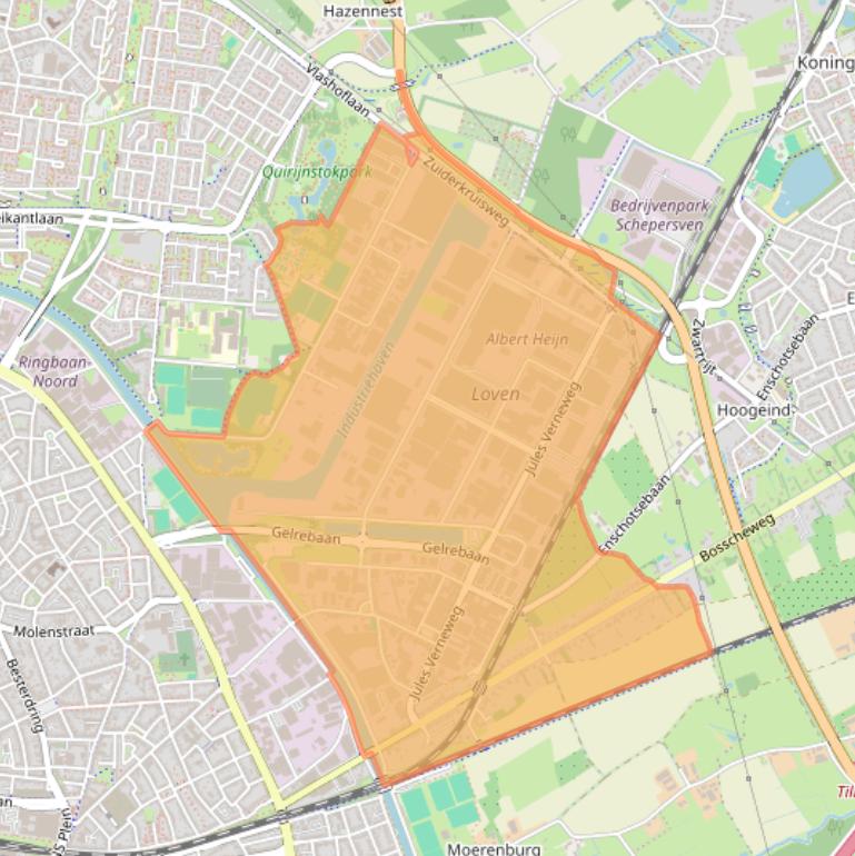 Kaart van postcodegebied 5015.