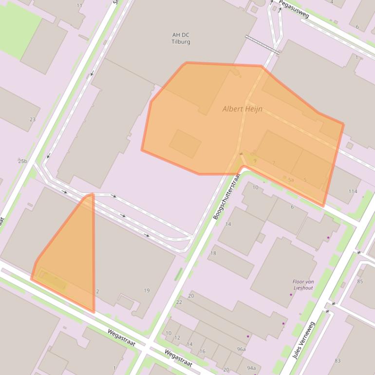 Kaart van postcodegebied 5015BX.