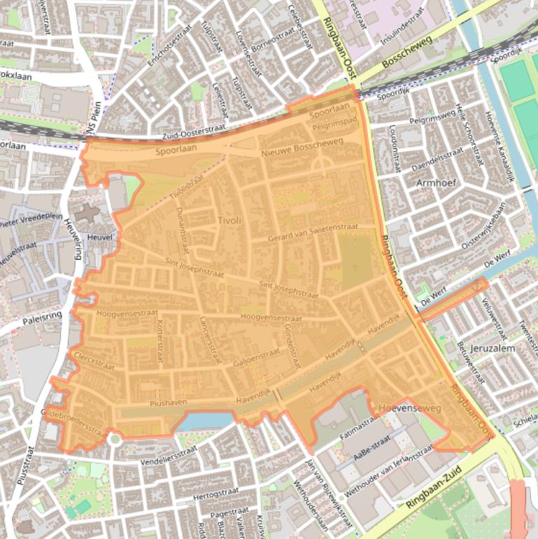 Kaart van postcodegebied 5017.
