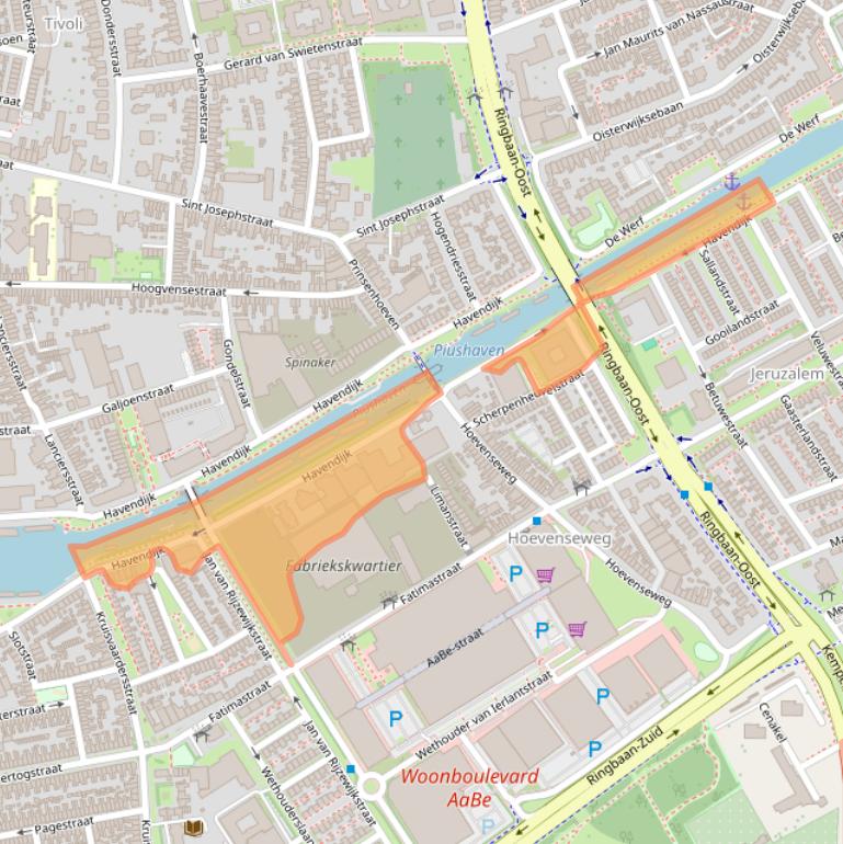 Kaart van postcodegebied 5017AM.