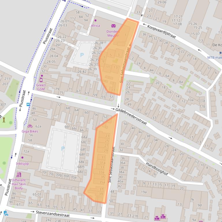 Kaart van postcodegebied 5017AV.
