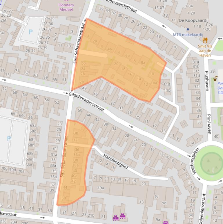 Kaart van postcodegebied 5017AW.