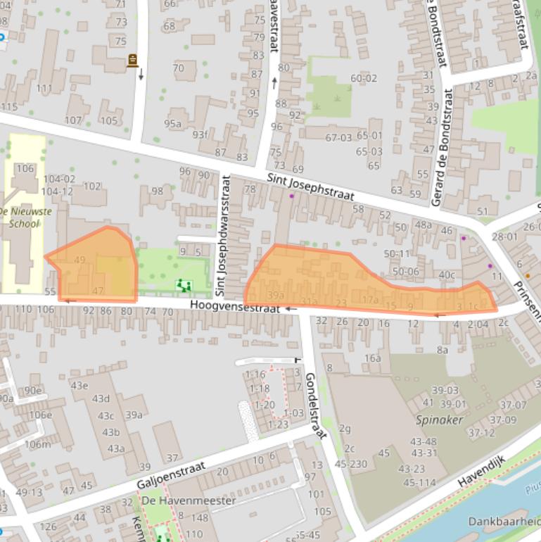 Kaart van postcodegebied 5017CA.