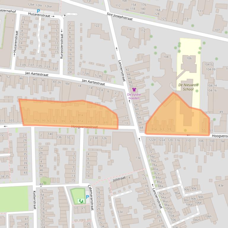 Kaart van postcodegebied 5017CB.