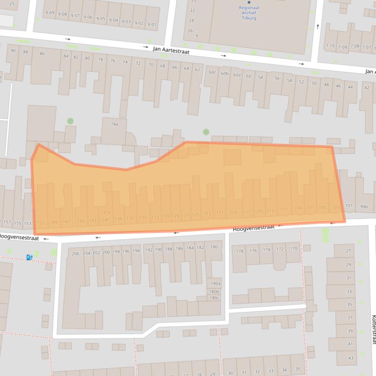 Kaart van postcodegebied 5017CC.