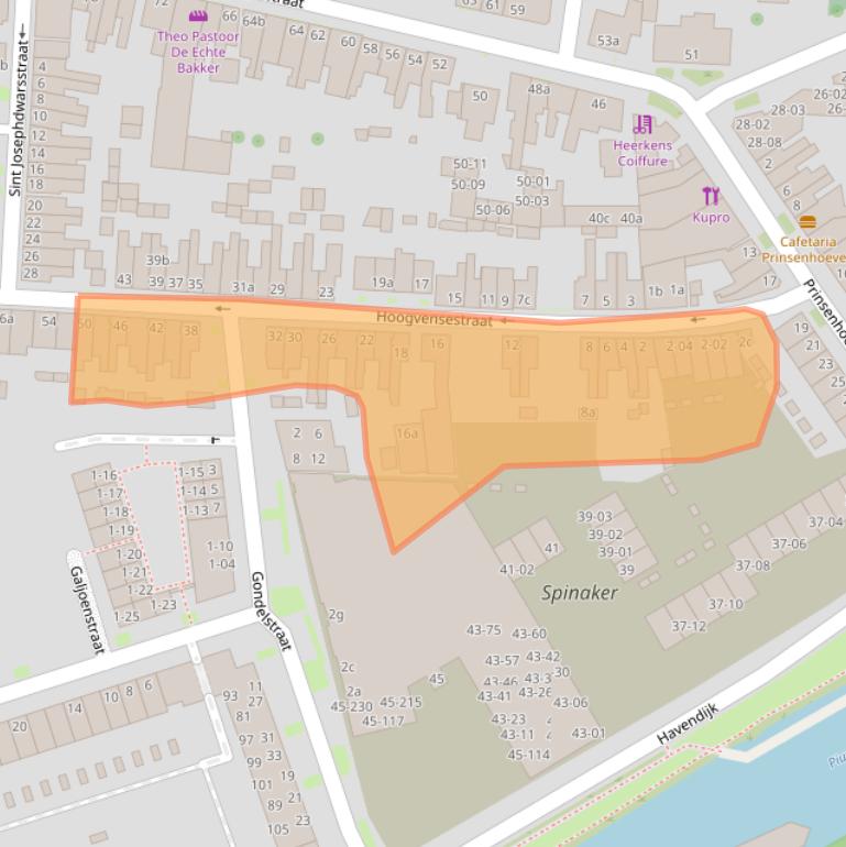 Kaart van postcodegebied 5017CE.