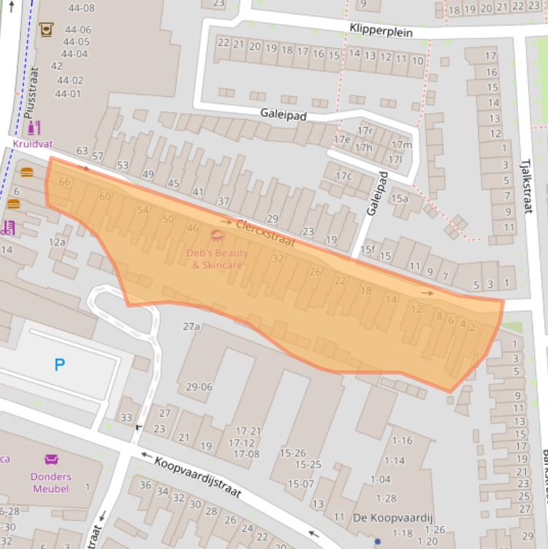 Kaart van postcodegebied 5017EB.