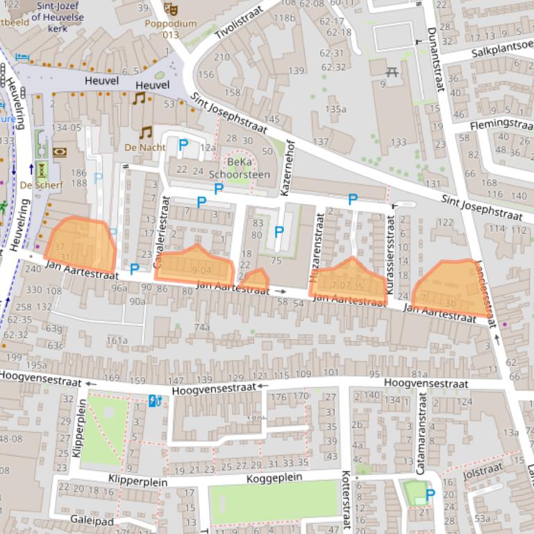 Kaart van postcodegebied 5017EC.