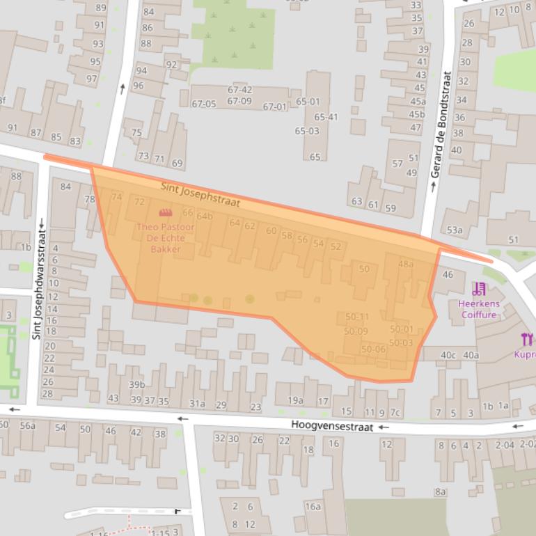 Kaart van postcodegebied 5017GJ.
