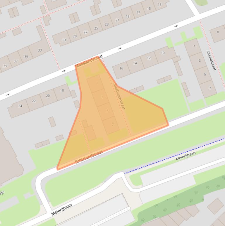 Kaart van postcodegebied 5018AE.