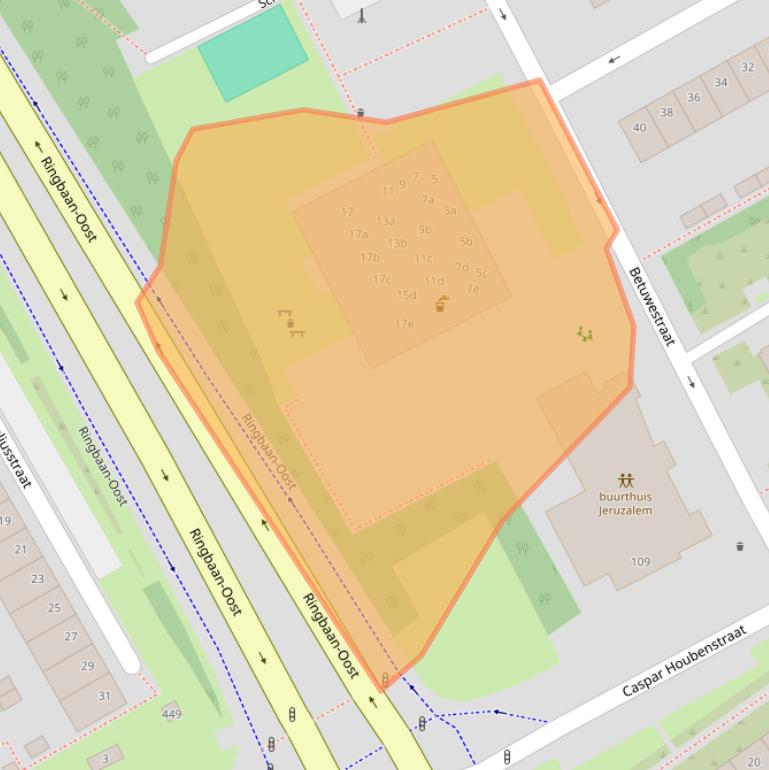 Kaart van postcodegebied 5018AM.