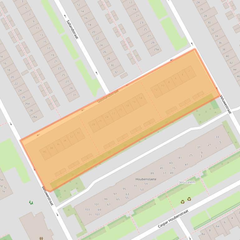 Kaart van postcodegebied 5018BS.