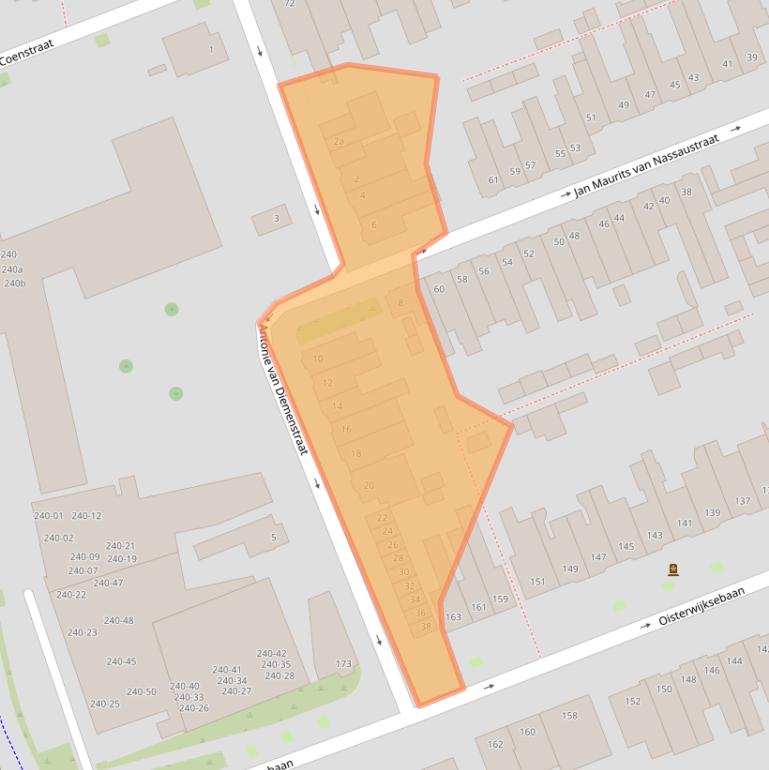 Kaart van postcodegebied 5018CW.