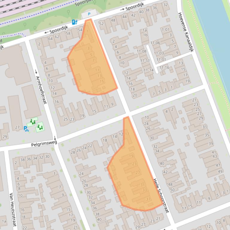 Kaart van postcodegebied 5018EC.