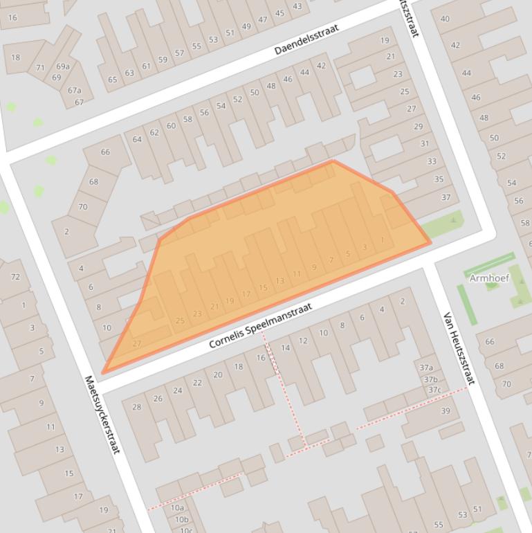 Kaart van postcodegebied 5018GA.