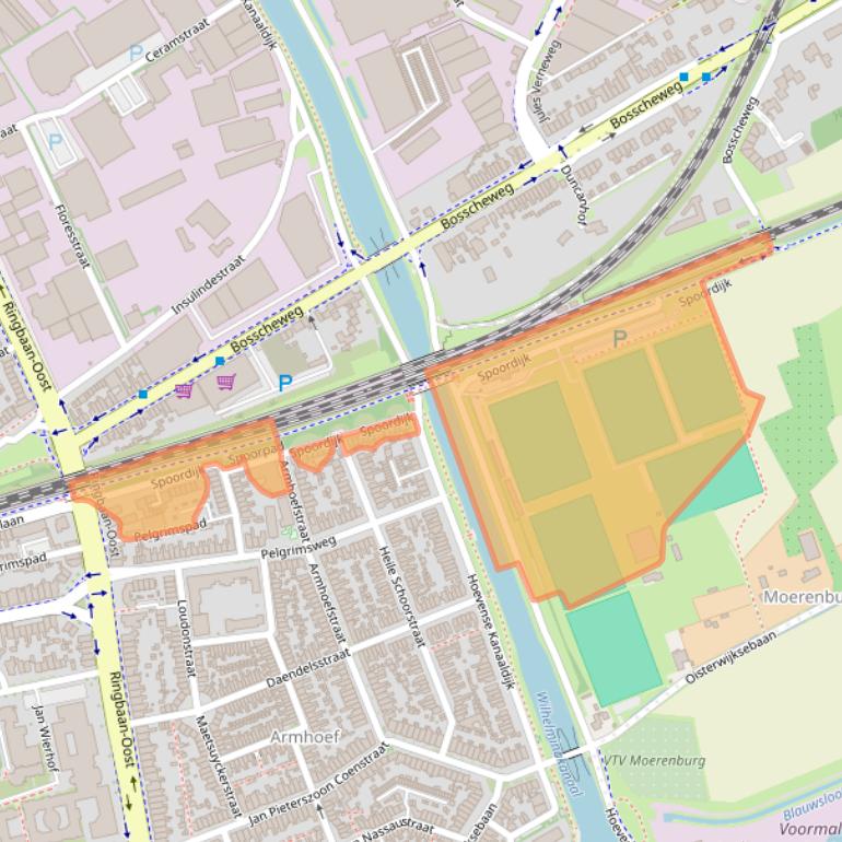 Kaart van postcodegebied 5018GH.