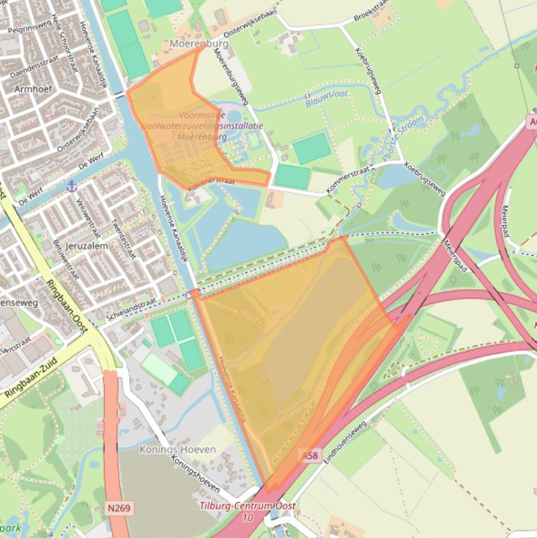 Kaart van postcodegebied 5018TE.