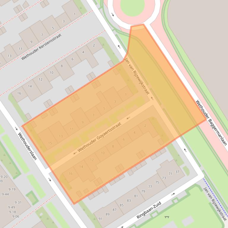 Kaart van postcodegebied 5021AC.