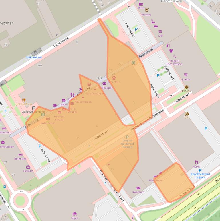 Kaart van postcodegebied 5021AT.